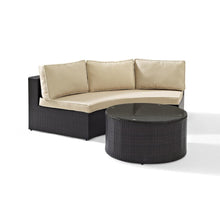 Load image into Gallery viewer, Catalina 2Pc Outdoor Wicker Sectional Set Sand/Brown - Sectional Sofa &amp; Round Glass Top Coffee Table
