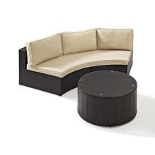 Load image into Gallery viewer, Catalina 2Pc Outdoor Wicker Sectional Set Sand/Brown - Sectional Sofa &amp; Round Glass Top Coffee Table
