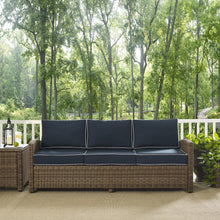 Load image into Gallery viewer, Bradenton Outdoor Wicker Sofa Navy/Weathered Brown

