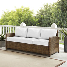 Load image into Gallery viewer, Bradenton Outdoor Wicker Sofa - Sunbrella White/Weathered Brown
