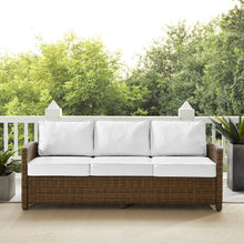 Load image into Gallery viewer, Bradenton Outdoor Wicker Sofa - Sunbrella White/Weathered Brown
