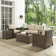 Load image into Gallery viewer, Bradenton 5Pc Outdoor Wicker Conversation Set Sand/Weathered Brown - Loveseat, Side Table, Coffee Table, &amp; 2 Armchairs
