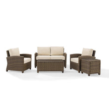 Load image into Gallery viewer, Bradenton 5Pc Outdoor Wicker Conversation Set Sand/Weathered Brown - Loveseat, Side Table, Coffee Table, &amp; 2 Armchairs
