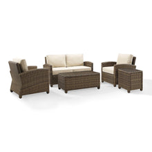 Load image into Gallery viewer, Bradenton 5Pc Outdoor Wicker Conversation Set Sand/Weathered Brown - Loveseat, Side Table, Coffee Table, &amp; 2 Armchairs
