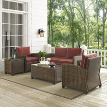 Load image into Gallery viewer, Bradenton 5Pc Outdoor Wicker Conversation Set Sangria/Weathered Brown - Loveseat, Side Table, Coffee Table, &amp; 2 Armchairs
