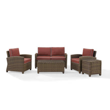 Load image into Gallery viewer, Bradenton 5Pc Outdoor Wicker Conversation Set Sangria/Weathered Brown - Loveseat, Side Table, Coffee Table, &amp; 2 Armchairs
