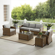Load image into Gallery viewer, Bradenton 5Pc Outdoor Wicker Sofa Set Gray/Weathered Brown - Sofa, Side Table, Coffee Table, &amp; 2 Armchairs
