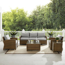 Load image into Gallery viewer, Bradenton 5Pc Outdoor Wicker Sofa Set Gray/Weathered Brown - Sofa, Side Table, Coffee Table, &amp; 2 Armchairs
