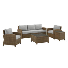 Load image into Gallery viewer, Bradenton 5Pc Outdoor Wicker Sofa Set Gray/Weathered Brown - Sofa, Side Table, Coffee Table, &amp; 2 Armchairs
