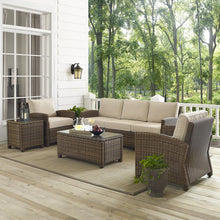 Load image into Gallery viewer, Bradenton 5Pc Outdoor Wicker Sofa Set Sand/Weathered Brown - Sofa, Side Table, Coffee Table, &amp; 2 Armchairs
