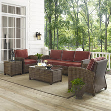 Load image into Gallery viewer, Bradenton 5Pc Outdoor Wicker Sofa Set Sangria/Weathered Brown - Sofa, Side Table, Coffee Table, &amp; 2 Armchairs
