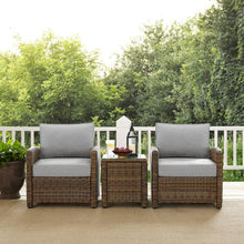 Load image into Gallery viewer, Bradenton 3Pc Outdoor Wicker Armchair Set Gray/Weathered Brown - Side Table &amp; 2 Armchairs

