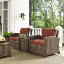 Load image into Gallery viewer, Bradenton 3Pc Outdoor Wicker Armchair Set Sangria/Weathered Brown - Side Table &amp; 2 Armchairs
