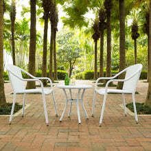 Load image into Gallery viewer, Palm Harbor 3Pc Outdoor Wicker Chair Set White - Round Side Table &amp; 2 Stackable Chairs
