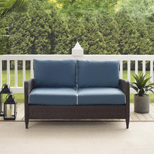Load image into Gallery viewer, Kiawah Outdoor Wicker Loveseat Blue/Brown
