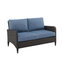 Load image into Gallery viewer, Kiawah Outdoor Wicker Loveseat Blue/Brown
