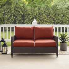 Load image into Gallery viewer, Kiawah Outdoor Wicker Loveseat Sangria/Brown
