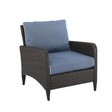 Load image into Gallery viewer, Kiawah Outdoor Wicker Armchair Blue/Brown
