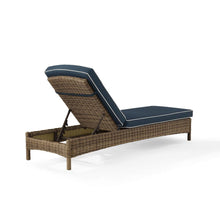 Load image into Gallery viewer, Bradenton Outdoor Wicker Chaise Lounge Navy/Weathered Brown
