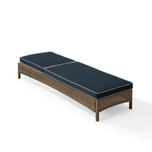 Load image into Gallery viewer, Bradenton Outdoor Wicker Chaise Lounge Navy/Weathered Brown
