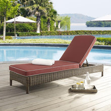 Load image into Gallery viewer, Bradenton Outdoor Wicker Chaise Lounge Sangria/Weathered Brown
