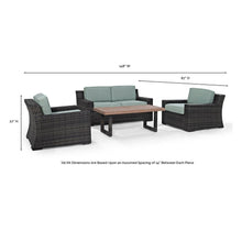 Load image into Gallery viewer, Beaufort 4Pc Outdoor Wicker Conversation Set Mist/Brown - Loveseat, Coffee Table, &amp; 2 Chairs
