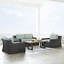 Load image into Gallery viewer, Beaufort 4Pc Outdoor Wicker Conversation Set Mist/Brown - Loveseat, Coffee Table, &amp; 2 Chairs
