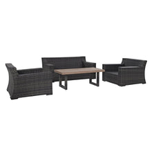 Load image into Gallery viewer, Beaufort 4Pc Outdoor Wicker Conversation Set Mist/Brown - Loveseat, Coffee Table, &amp; 2 Chairs
