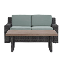 Load image into Gallery viewer, Beaufort 2Pc Outdoor Wicker Chat Set Mist/Brown - Loveseat &amp; Coffee Table
