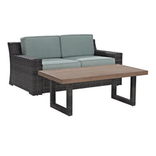 Load image into Gallery viewer, Beaufort 2Pc Outdoor Wicker Chat Set Mist/Brown - Loveseat &amp; Coffee Table
