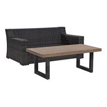 Load image into Gallery viewer, Beaufort 2Pc Outdoor Wicker Chat Set Mist/Brown - Loveseat &amp; Coffee Table
