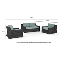 Load image into Gallery viewer, Beaufort 3Pc Outdoor Wicker Conversation Set Mist/Brown - Loveseat &amp; 2 Chairs
