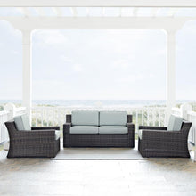 Load image into Gallery viewer, Beaufort 3Pc Outdoor Wicker Conversation Set Mist/Brown - Loveseat &amp; 2 Chairs
