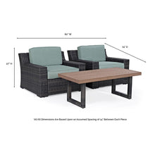 Load image into Gallery viewer, Beaufort 3Pc Outdoor Wicker Chair Set Mist/Brown - Coffee Table &amp; 2 Chairs
