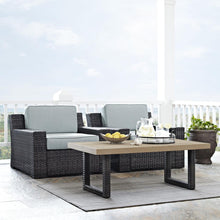 Load image into Gallery viewer, Beaufort 3Pc Outdoor Wicker Chair Set Mist/Brown - Coffee Table &amp; 2 Chairs
