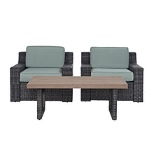 Load image into Gallery viewer, Beaufort 3Pc Outdoor Wicker Chair Set Mist/Brown - Coffee Table &amp; 2 Chairs
