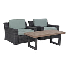 Load image into Gallery viewer, Beaufort 3Pc Outdoor Wicker Chair Set Mist/Brown - Coffee Table &amp; 2 Chairs
