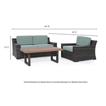 Load image into Gallery viewer, Beaufort 3Pc Outdoor Wicker Conversation Set Mist/Brown - Loveseat, Chair , &amp; Coffee Table
