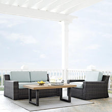 Load image into Gallery viewer, Beaufort 3Pc Outdoor Wicker Conversation Set Mist/Brown - Loveseat, Chair , &amp; Coffee Table
