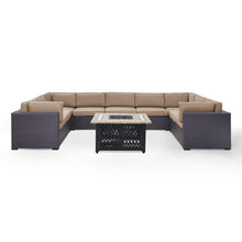 Load image into Gallery viewer, Biscayne 6Pc Outdoor Wicker Sectional Set W/Fire Table Mocha/Brown - Armless Chair, Tucson Fire Table, &amp; 4 Loveseats
