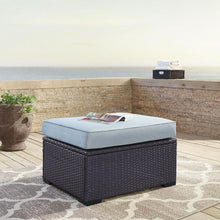Load image into Gallery viewer, Biscayne Outdoor Wicker Ottoman Mist/Brown
