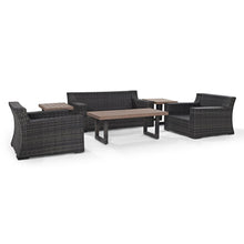 Load image into Gallery viewer, Beaufort 6Pc Outdoor Wicker Conversation Set Mist/Brown - Loveseat, Coffee Table, 2 Chairs, &amp; 2 Side Tables
