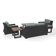 Load image into Gallery viewer, Beaufort 6Pc Outdoor Wicker Conversation Set Mist/Brown - Loveseat, Coffee Table, 2 Chairs, &amp; 2 Side Tables
