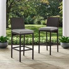 Load image into Gallery viewer, Palm Harbor 2Pc Outdoor Wicker Bar Stool Set Gray/Brown - 2 Bar Height Bar Stools
