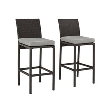 Load image into Gallery viewer, Palm Harbor 2Pc Outdoor Wicker Bar Stool Set Gray/Brown - 2 Bar Height Bar Stools
