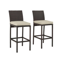 Load image into Gallery viewer, Palm Harbor 2Pc Outdoor Wicker Bar Stool Set Sand/Brown - 2 Bar Height Bar Stools
