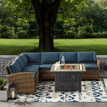 Load image into Gallery viewer, Bradenton 5Pc Outdoor Wicker Sectional Set Weathered Brown/Navy
