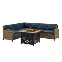 Load image into Gallery viewer, Bradenton 5Pc Outdoor Wicker Sectional Set Weathered Brown/Navy
