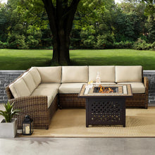 Load image into Gallery viewer, Bradenton 5Pc Outdoor Wicker Sectional Set, W/Fire Table
