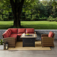 Load image into Gallery viewer, Bradenton 5Pc Outdoor Wicker Sectional Set Weathered Brown/Sangria
